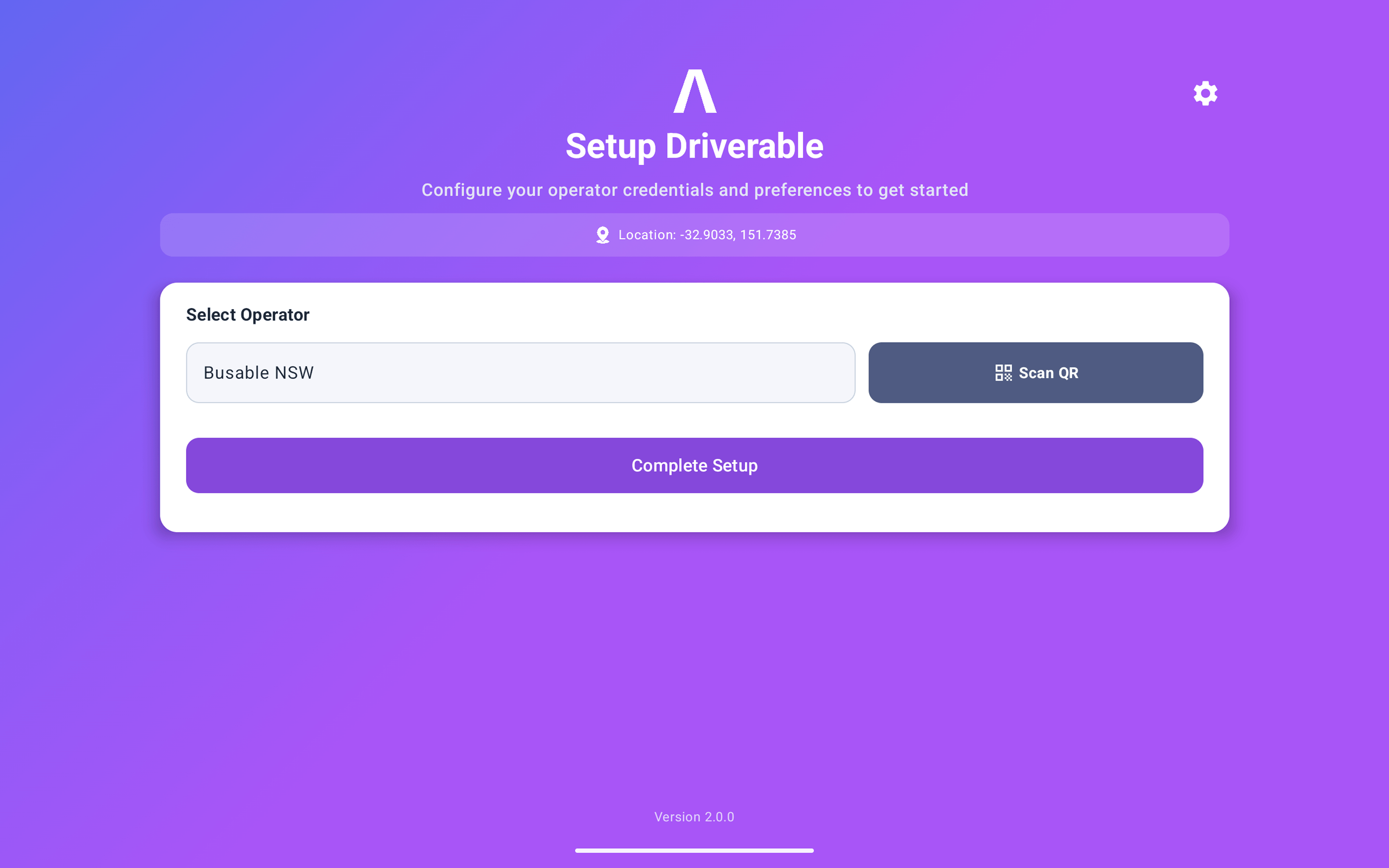 Setup Driverable - operator selection with QR scan and GPS location