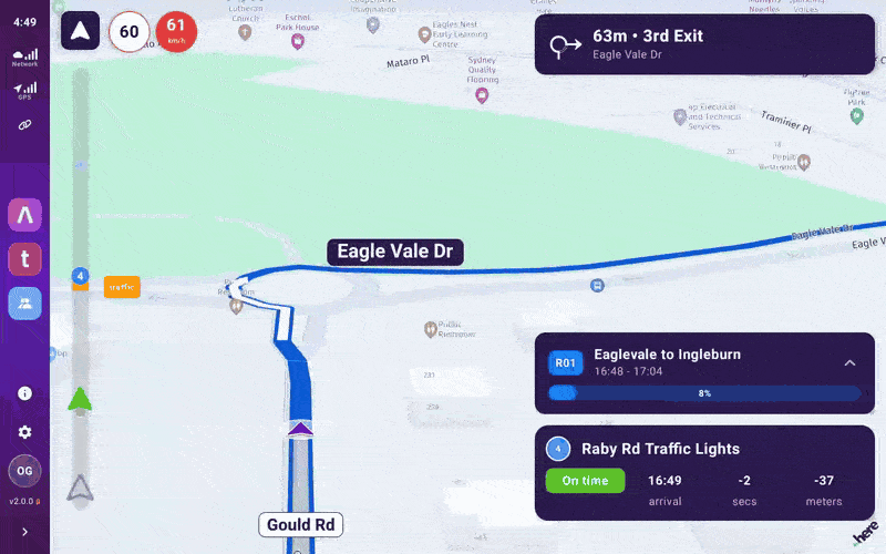 Navigation animation - animated turn-by-turn navigation showing real-time route progression
